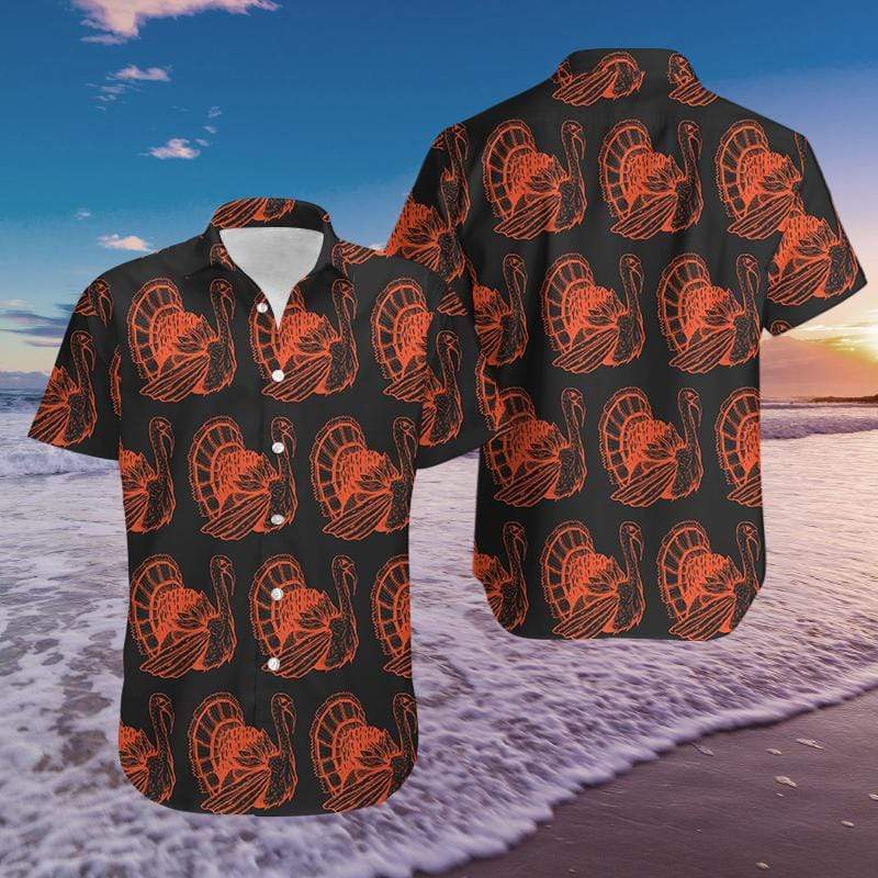 Hawaiian Aloha Shirts Line Turkeys Thanksgiving #411DH