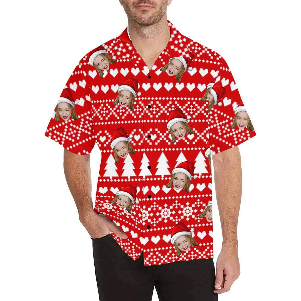 Custom Face Snow Christmas Hawaiian Shirt