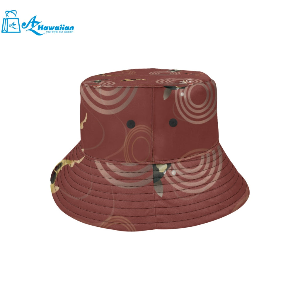 Fancy Carp red background Unisex Bucket Hat