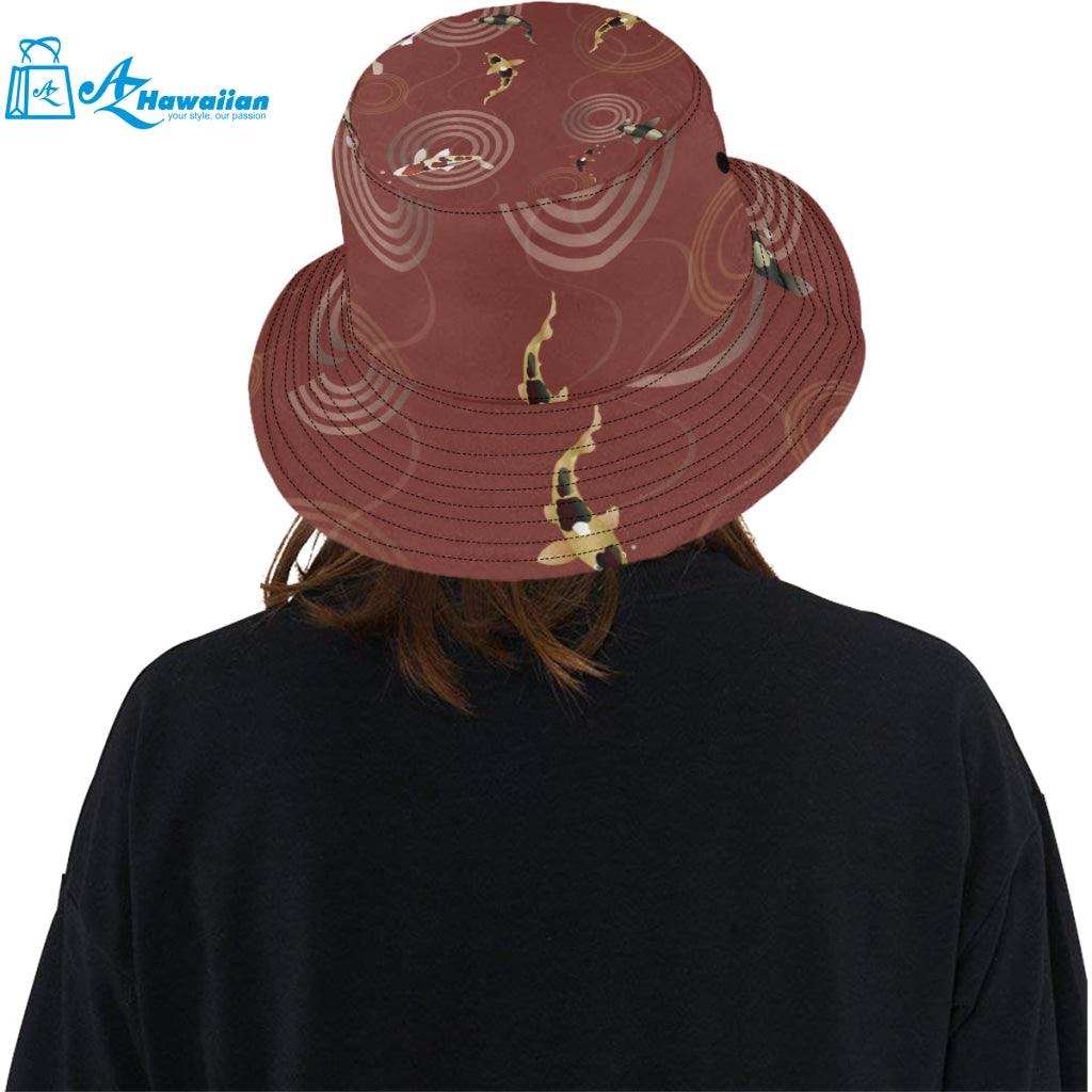 Fancy Carp red background Unisex Bucket Hat