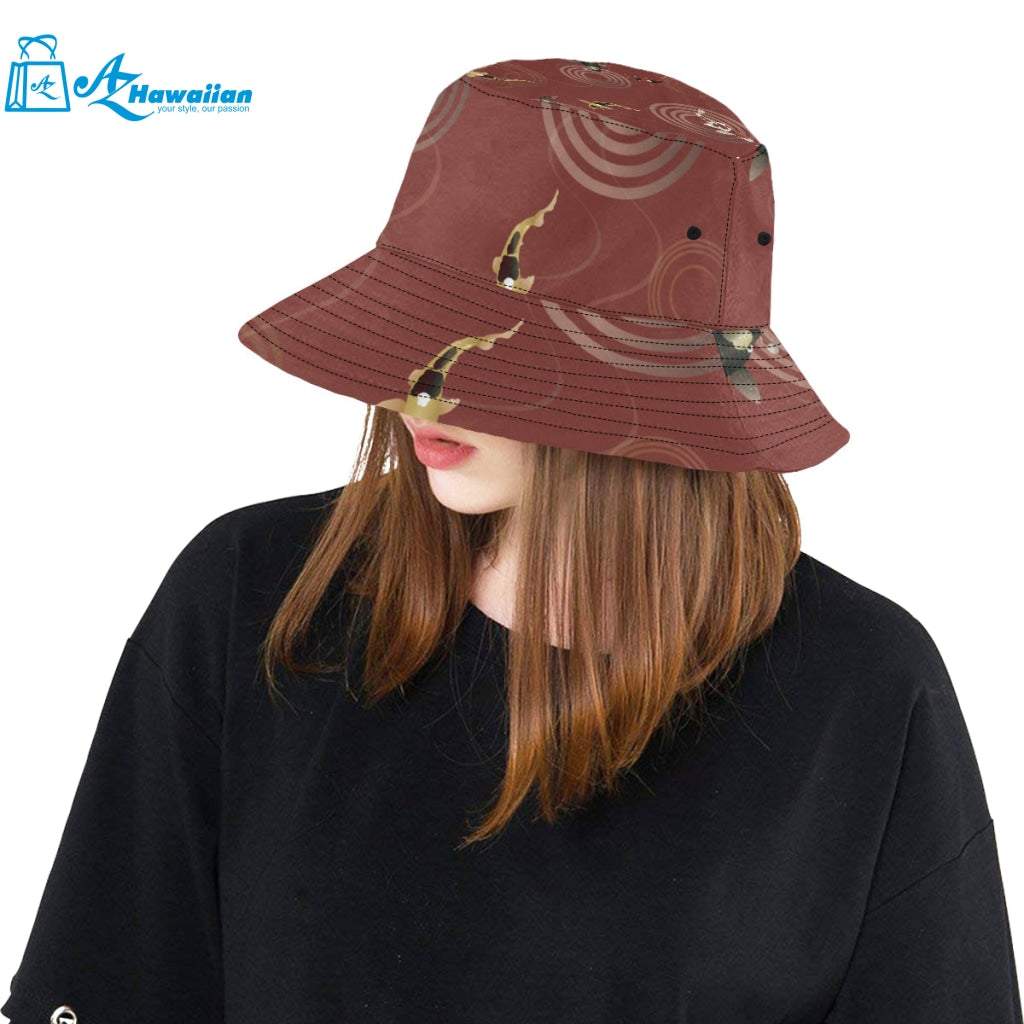 Fancy Carp red background Unisex Bucket Hat