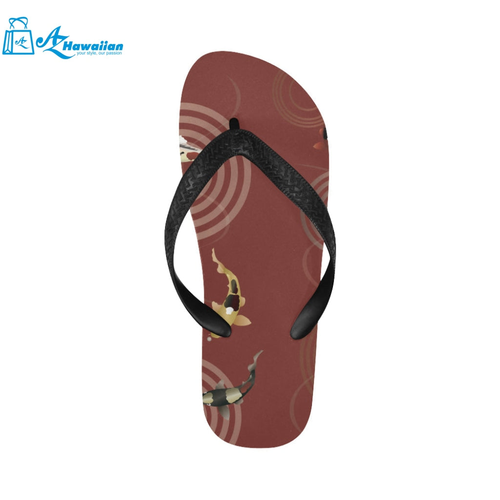 Fancy Carp red background Unisex Flip Flops