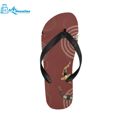 Fancy Carp red background Unisex Flip Flops