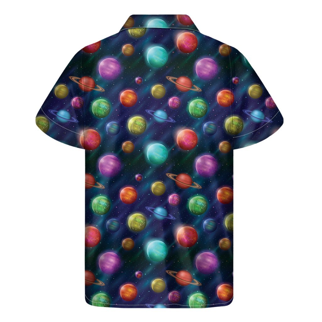 Fantastic Planets Pattern Print Mens Short Sleeve Shirt Hawaiian