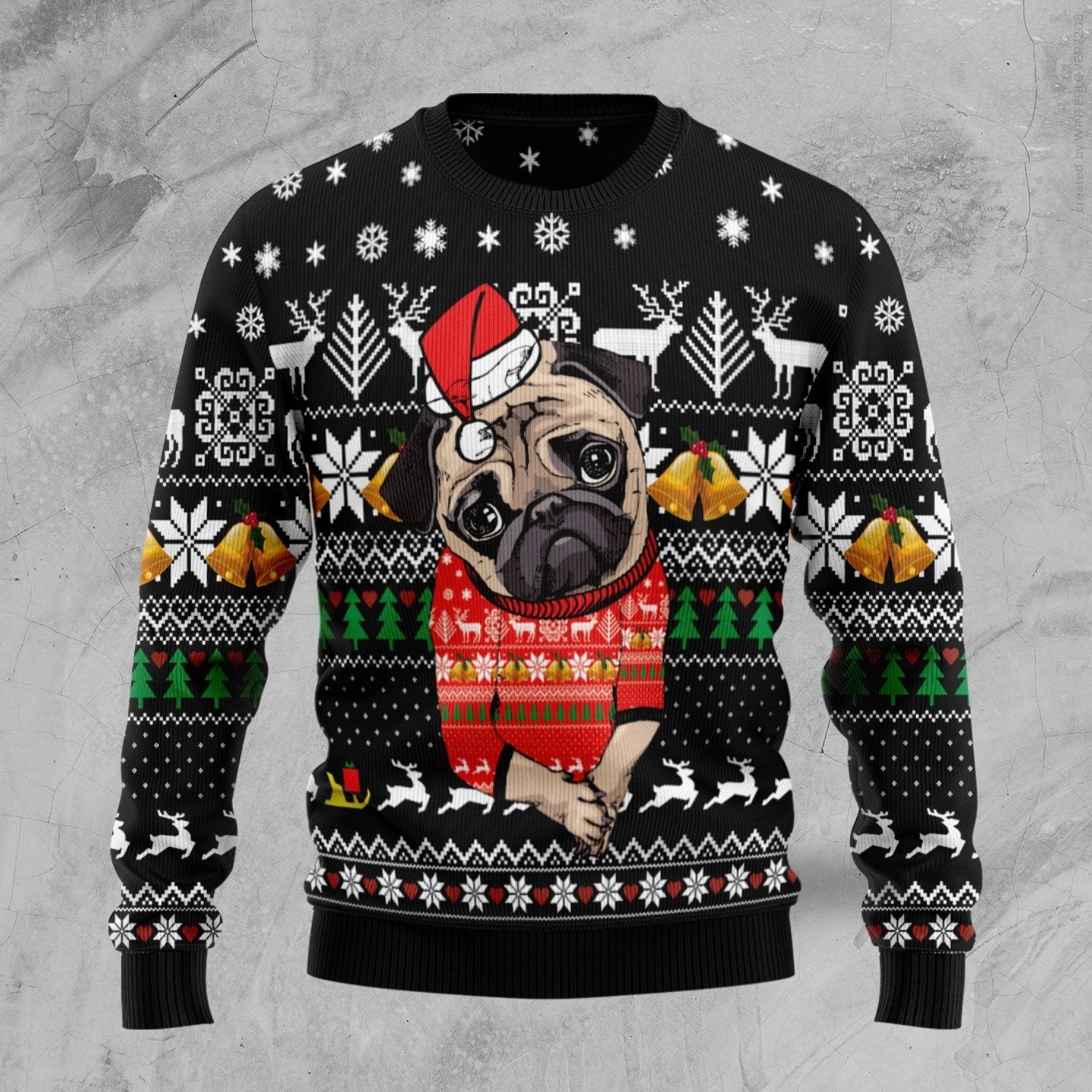 Lovely Pug Dog Ugly Christmas Sweater 