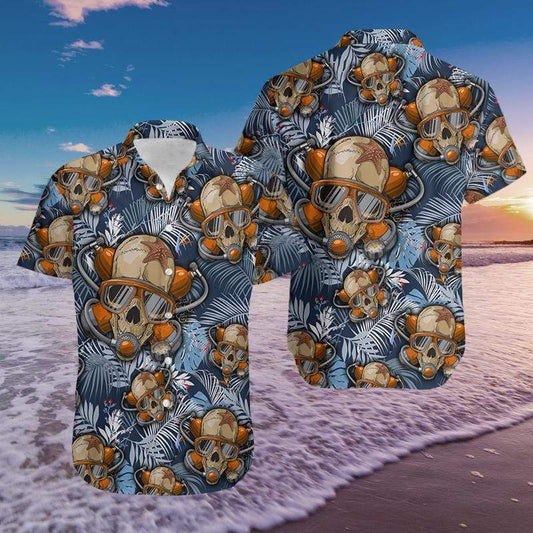 Hawaiian Aloha Shirts Skull Diving #809H