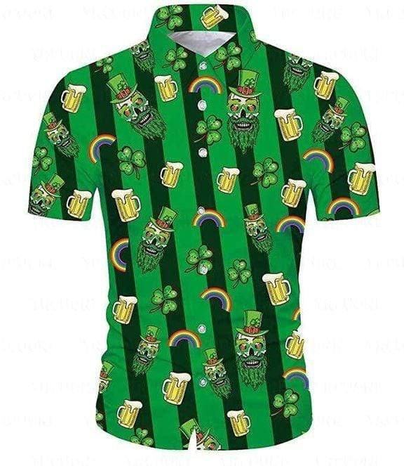 Irish Pride Happy St. Patrick's Day Happy Skull Hawaiian Aloha Shirts #DH