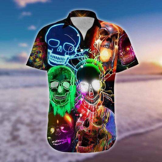 Hawaiian Aloha Shirts Awesome Glowing Skull #2212H