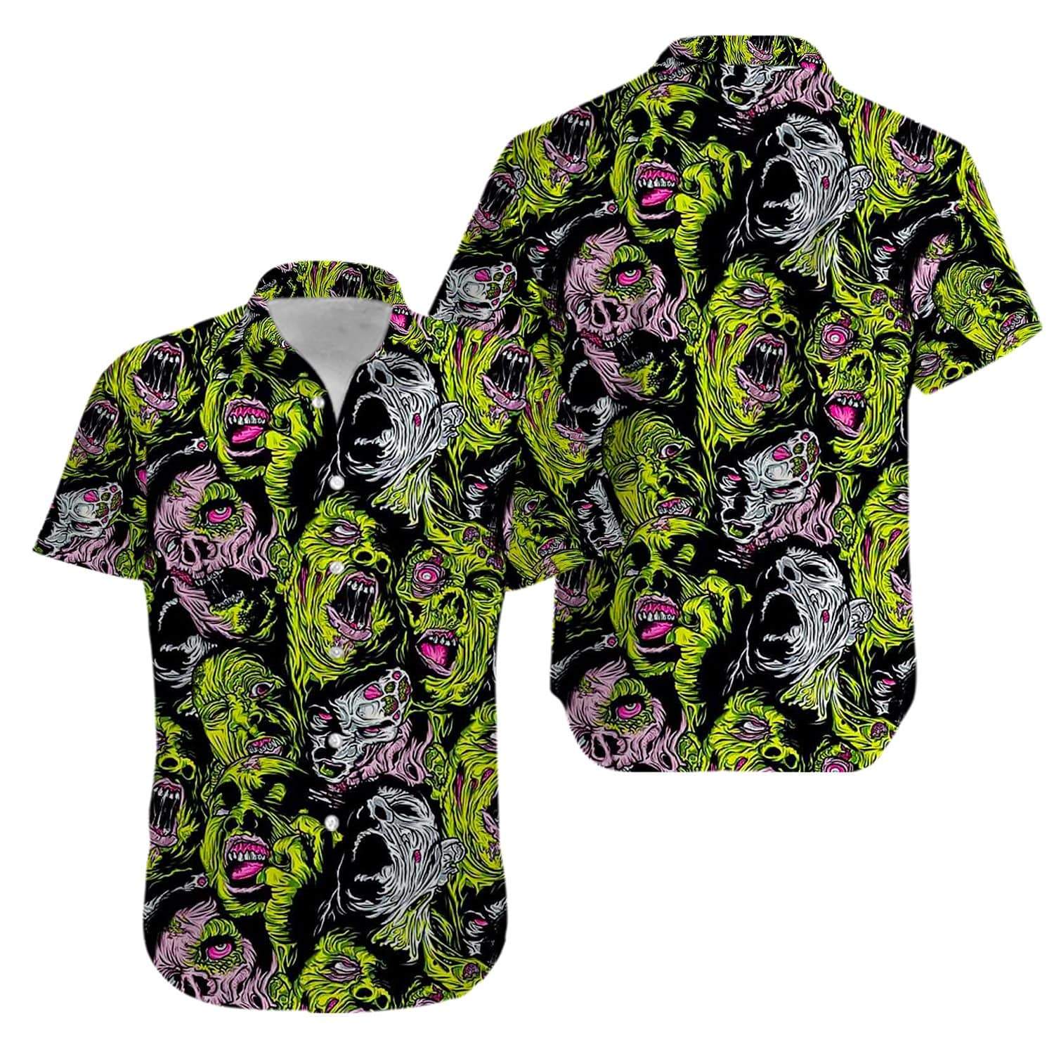 Zombies Green Hawaiian Aloha Shirts #KV