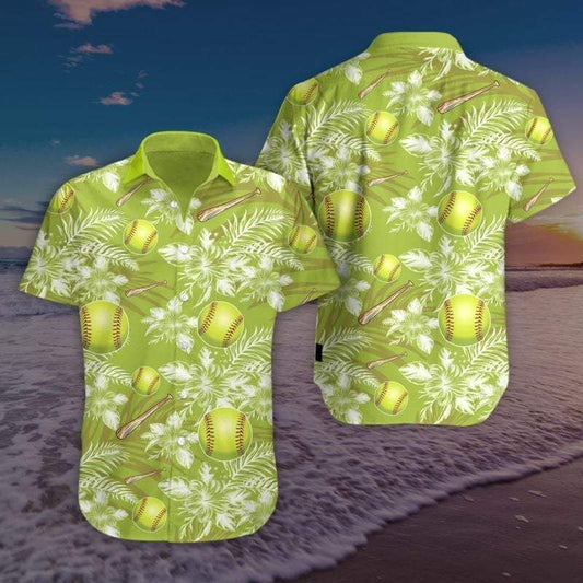 Softball Yellow Hibiscus Hawaiian Shirt