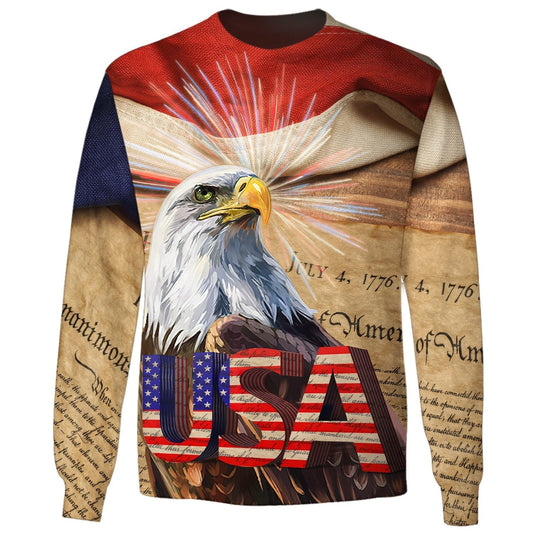 American Independence Day Painting Eagle Ugly Christmas Sweater 