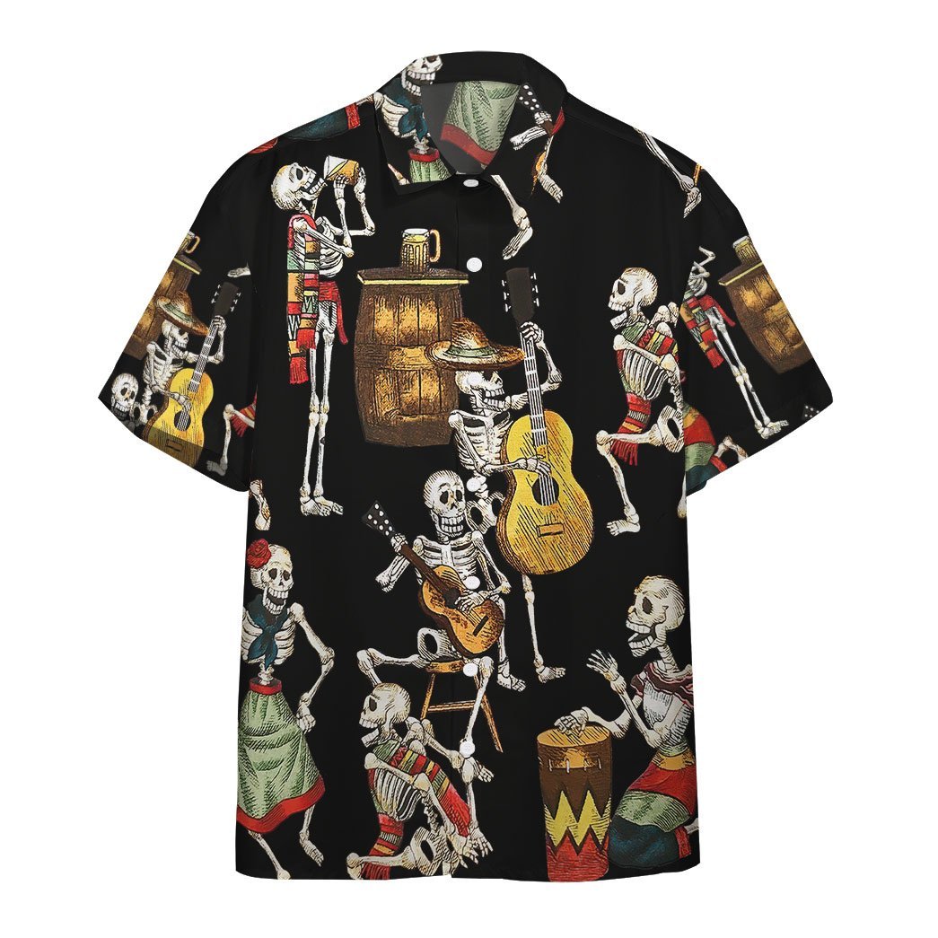  3D Hawaii Skeleton Dancing Custom Short Sleeve Shirts