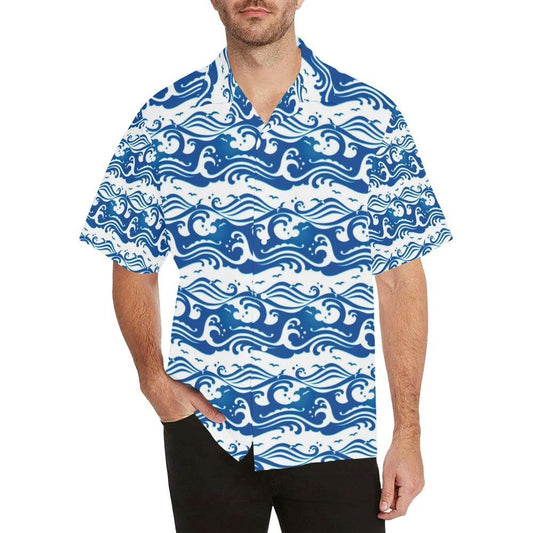 Wave Print Design Hawaiian Shirt