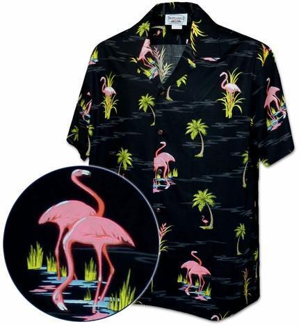 Ferocious Flamingo Black Hawaiian Shirt Made In Hawaii, Summer Shirt, Beach Shirts