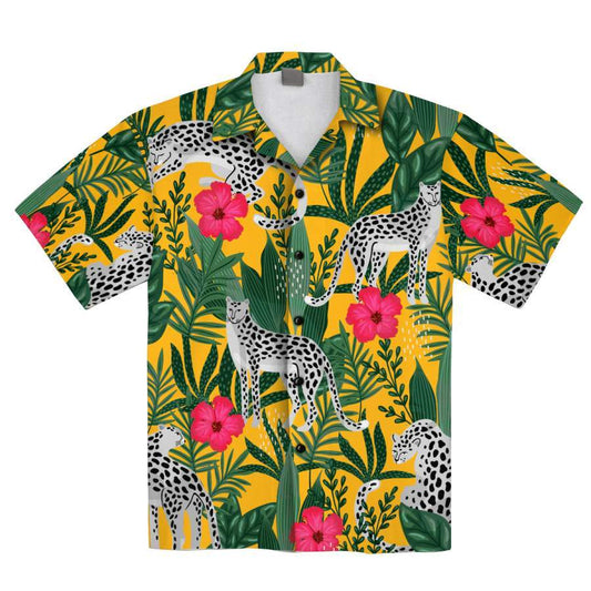 African Floral Leopard Pattern FlowerShirt Tropical Hawaiian Aloha Shirt