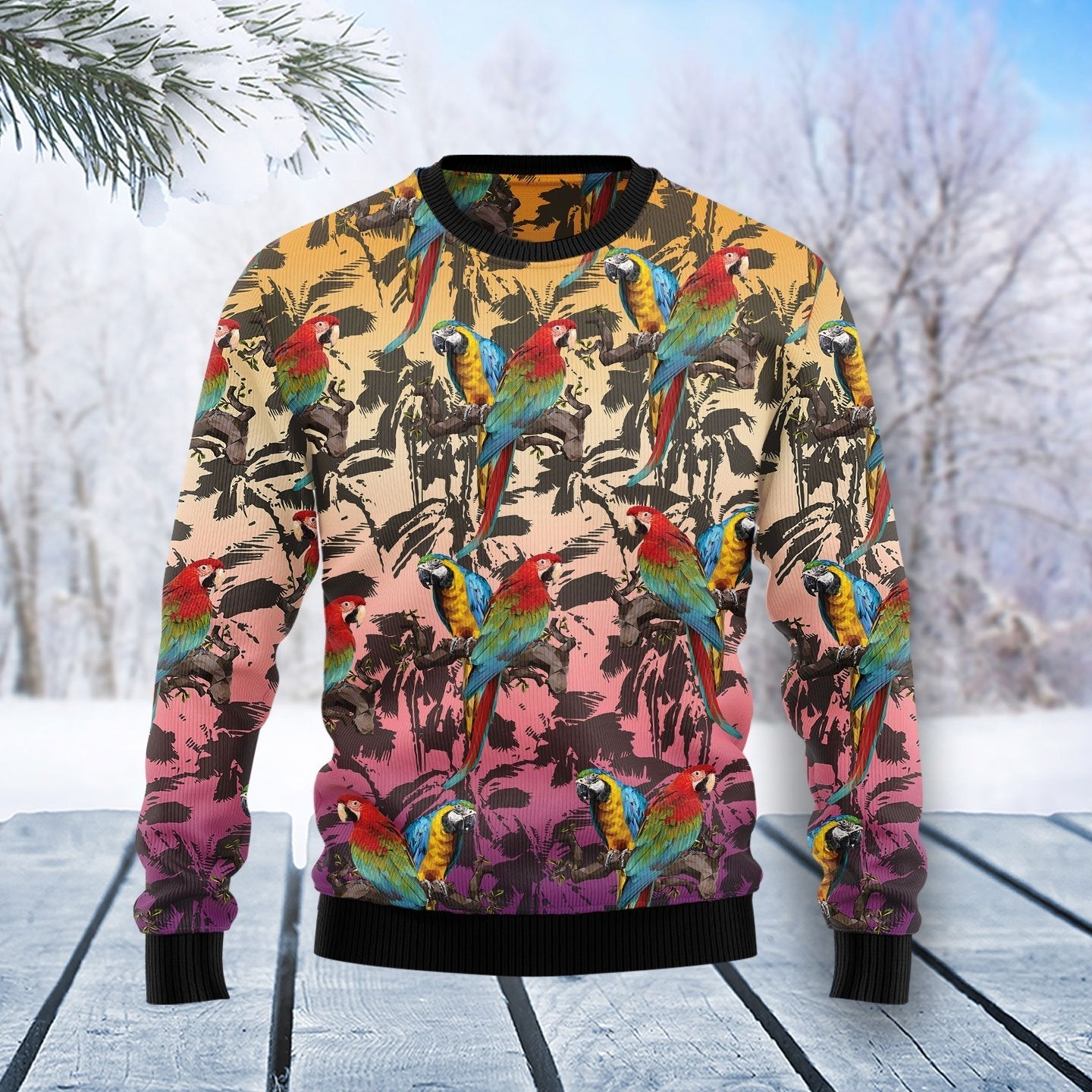 Parrot Palm Forest Ugly Christmas Sweater 