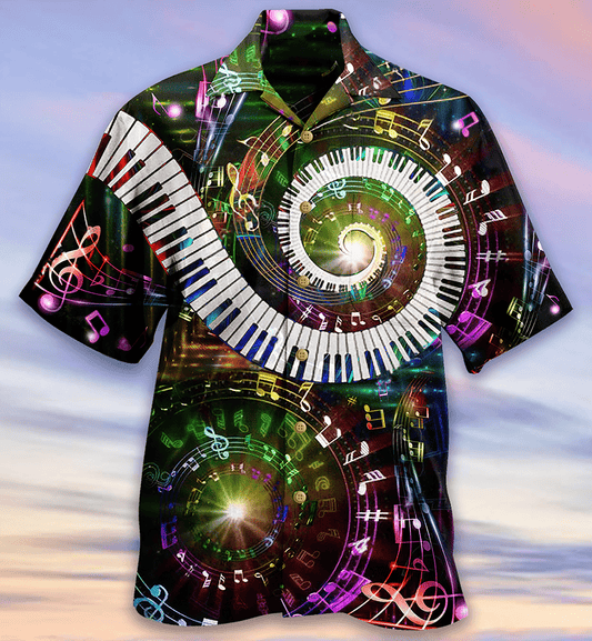 Amazing Galaxy Piano Keyboard Hawaiian Aloha Shirts Music Lover #DH