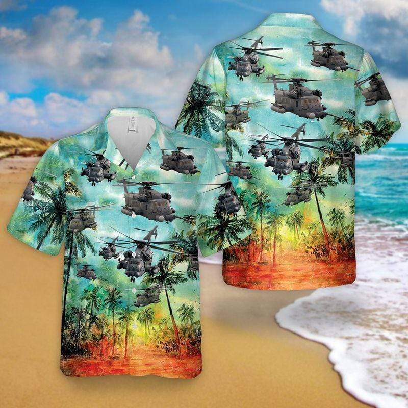 Amazing Green Us Air Force Sikorsky Mh-53 Pave Low Unisex Hawaiian Shirts - Beach Shorts