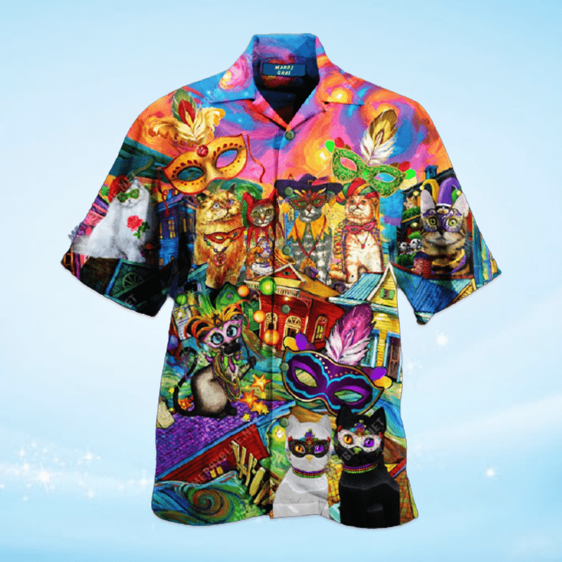 Cats Celebrate The Mardi Gras Festival Hawaiian Aloha Shirts #V