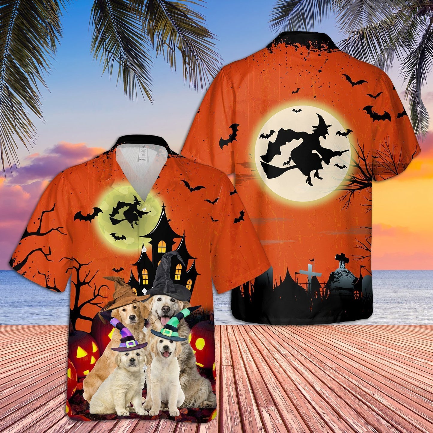 Golden Retriever Halloween Hawaiian Shirt | For Men & Women | Adult | HW9008