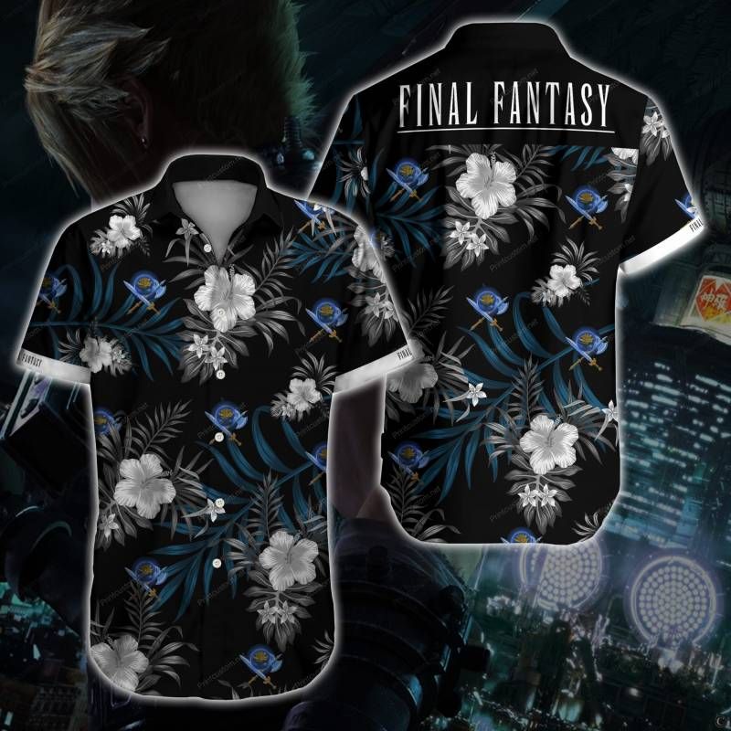 Final Fantasy Hawaiian Graphic Print Short Sleeve 