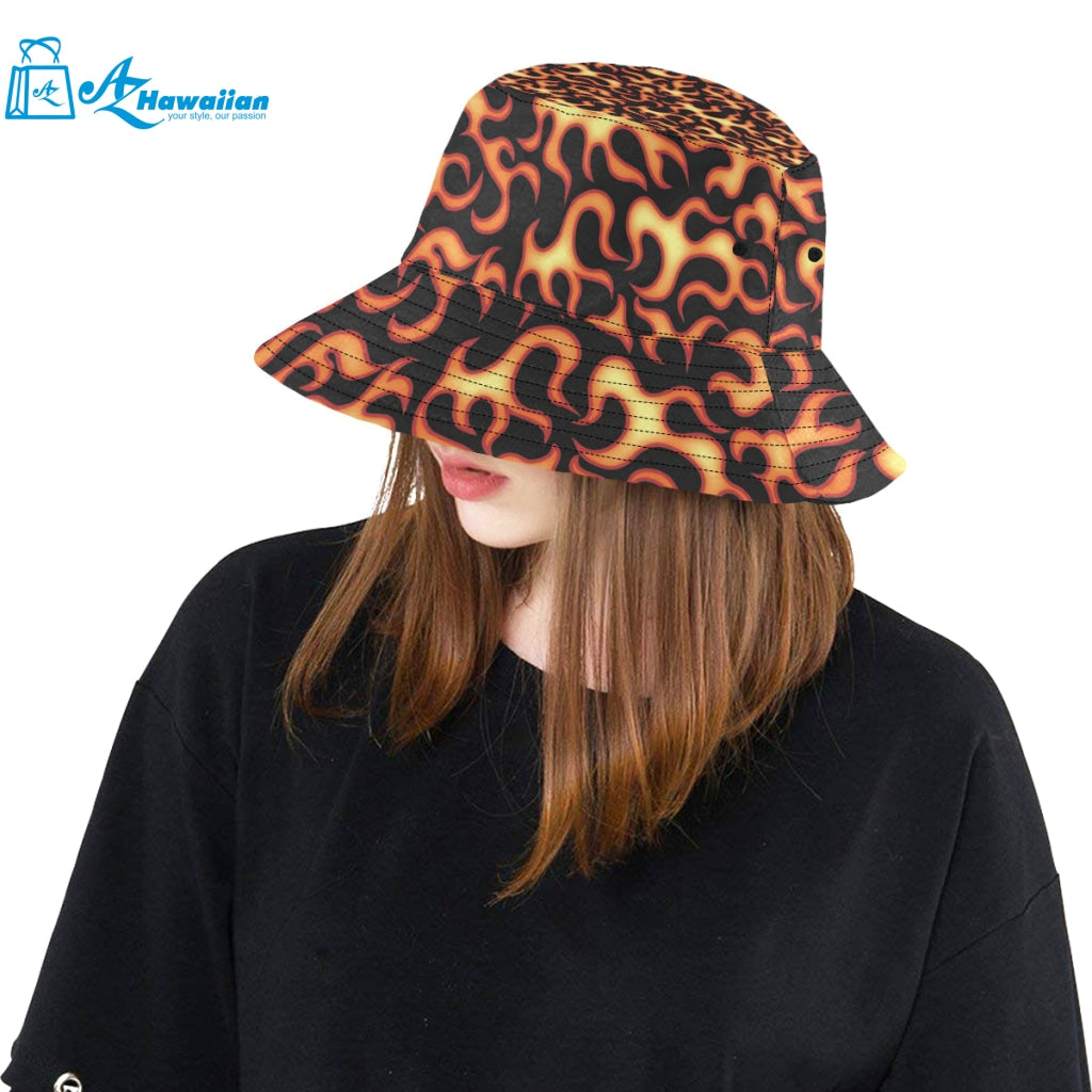 Fire flame dark pattern Unisex Bucket Hat