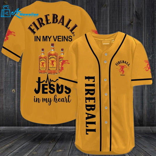 Fireball In My Veins Jesus In My Heart Baseball Jersey 