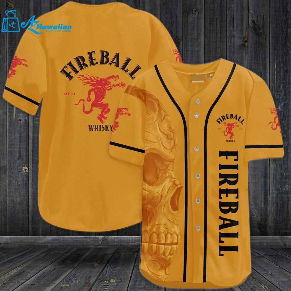 Fireball Skull Baseball Jersey 