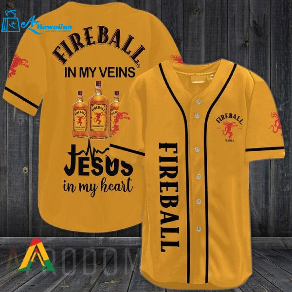 Fireball Whiskey In My Veins Baseball Jersey