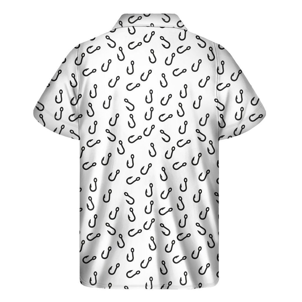 Fish Hook Pattern Print Mens Short Sleeve Shirt Hawaiian
