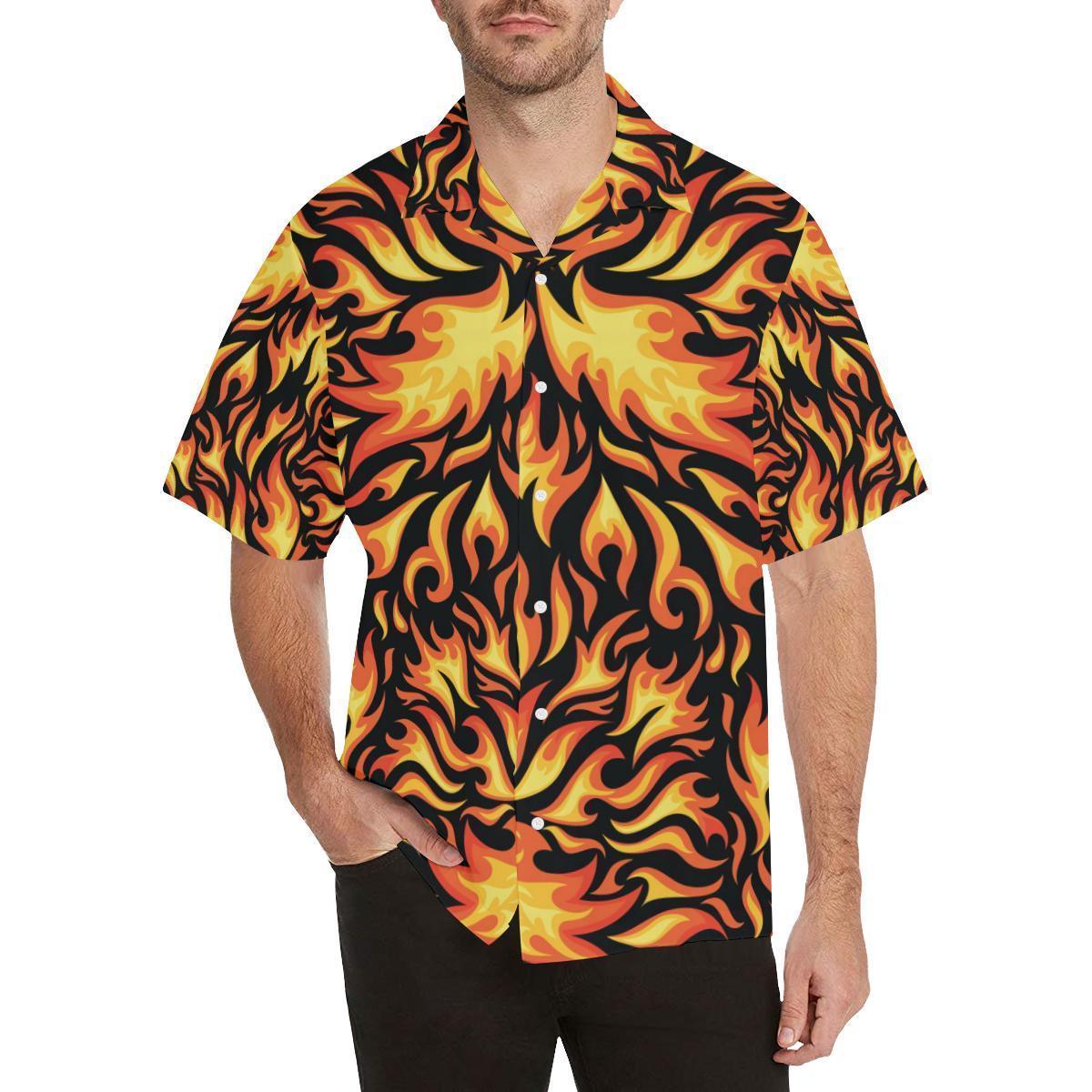 Flame Fire Design Pattern Hawaiian Shirt