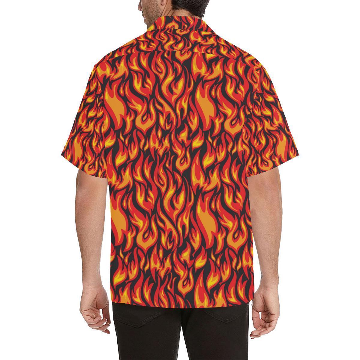 Flame Fire Print Pattern Hawaiian Shirt