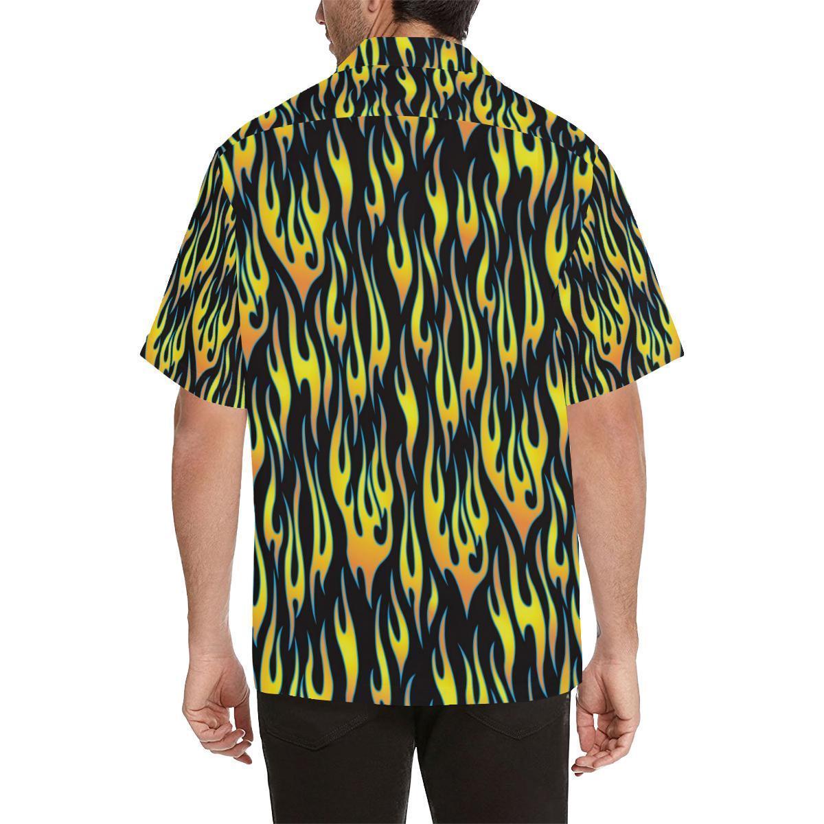 Flame Fire Yellow Pattern Hawaiian Shirt