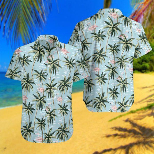 Flamingo And Palm Tree Hawaiian Shirt | Hawaiian Shirt For Men | Hawaiian Shirt For Women | HW4451