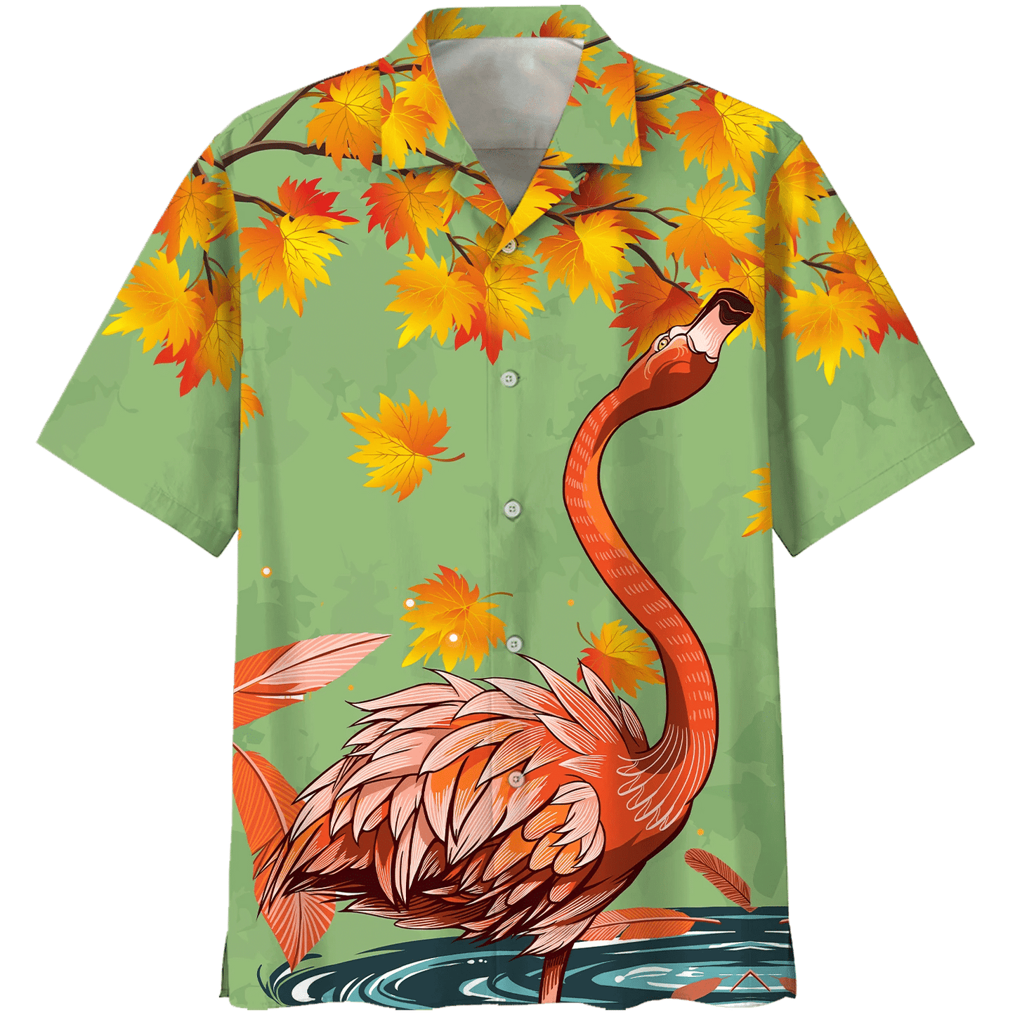 Flamingo Autumn Print Short Sleeve 