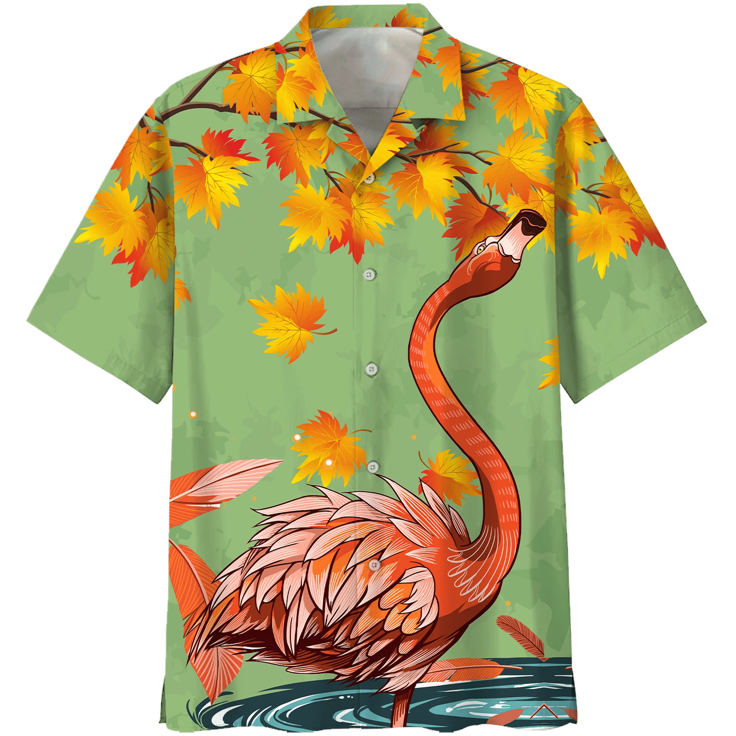 Flamingo Autumn Print Short Sleeve 