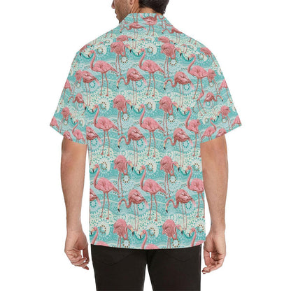 Flamingo Background Themed Print Hawaiian Shirt