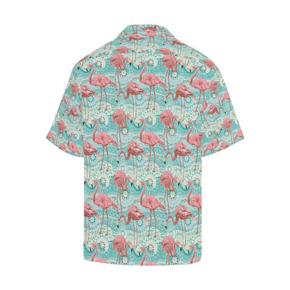 Flamingo Background Themed Print Hawaiian Shirt