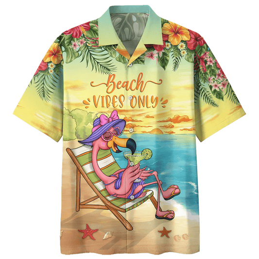 Flamingo Beach Vibes Only Print Short Sleeve 