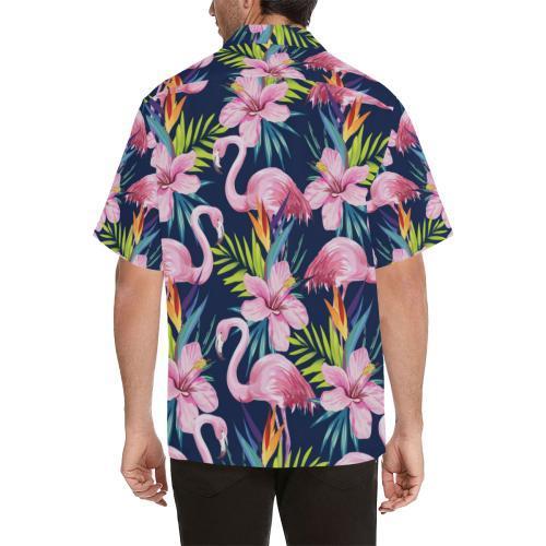 Flamingo Hibiscus Print Hawaiian Shirt