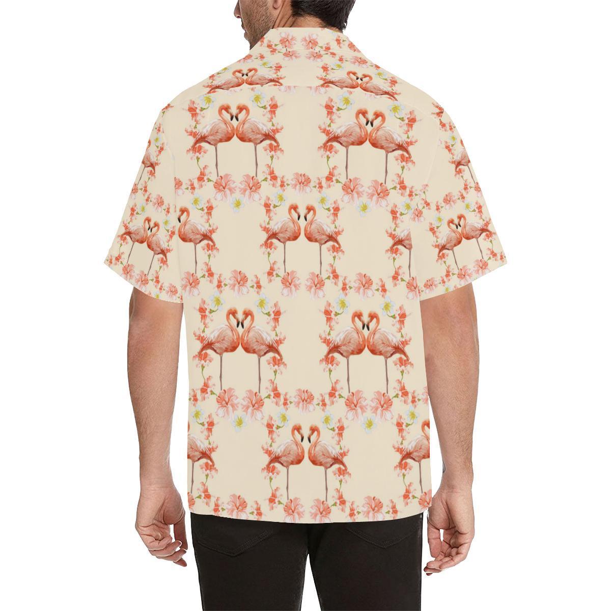 Flamingo Hibiscus Print Pattern Hawaiian Shirt