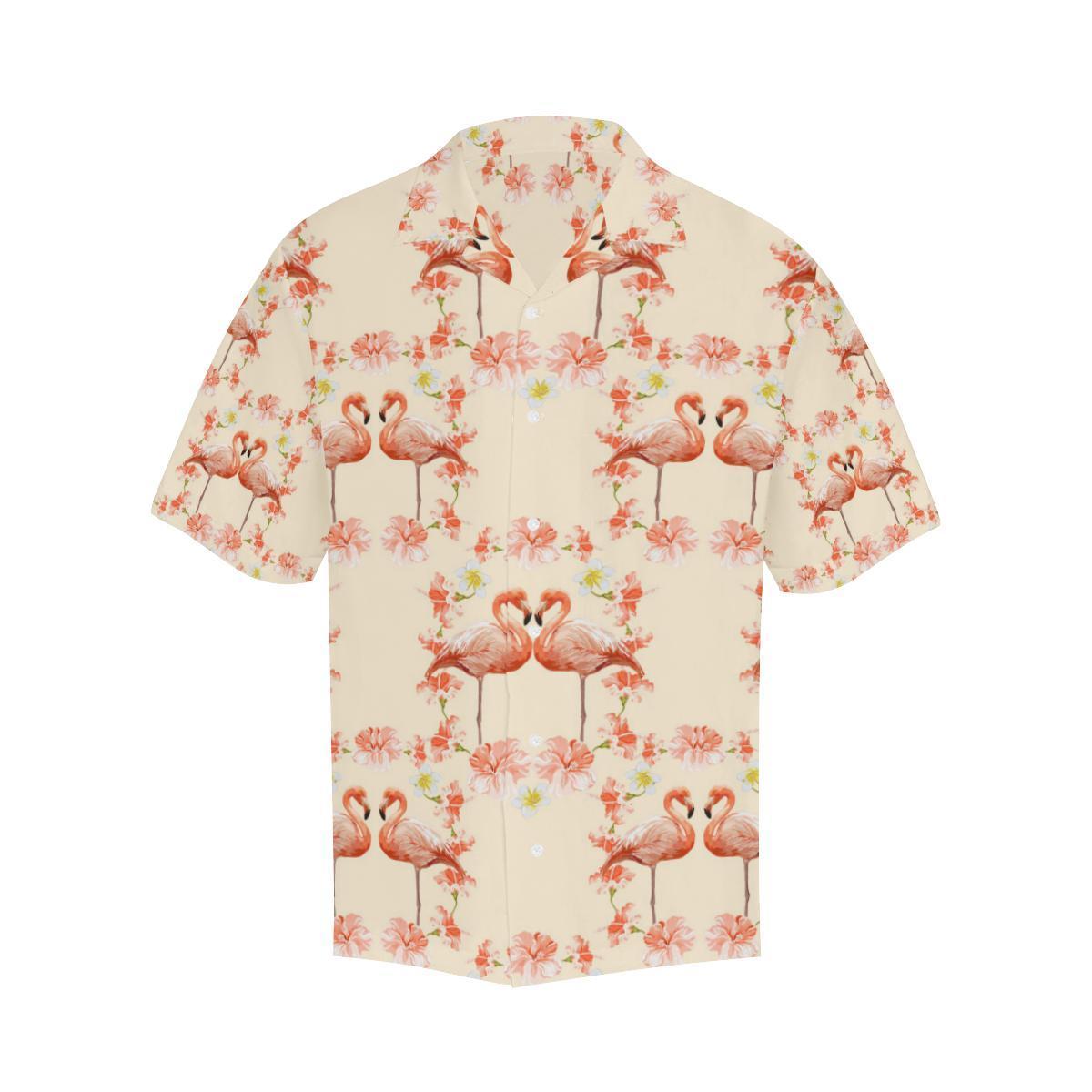 Flamingo Hibiscus Print Pattern Hawaiian Shirt