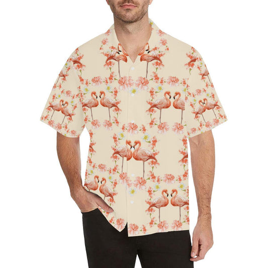 Flamingo Hibiscus Print Pattern Hawaiian Shirt