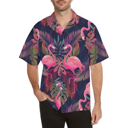 Flamingo Pink Scene Hawaiian Shirt