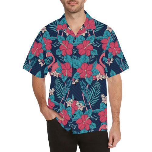 Flamingo Red Hibiscus Pattern Hawaiian Shirt