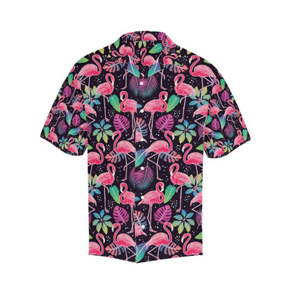 Flamingo Tropical Leaves Neon Print Hawaiian Shirt