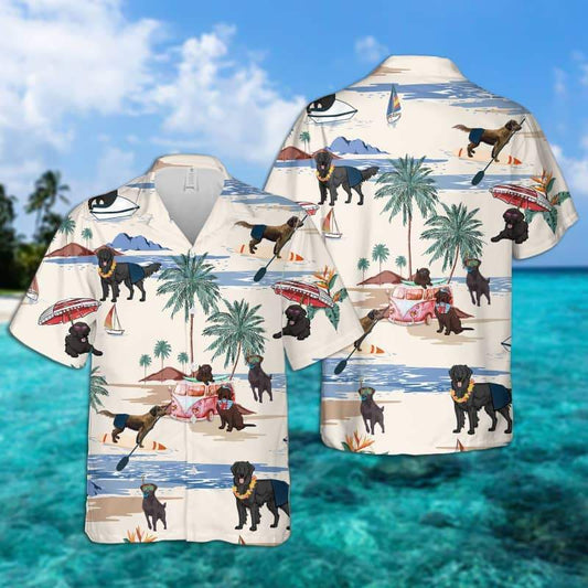 Flat-Coated Retriever Summer Beach Hawaiian Shirt