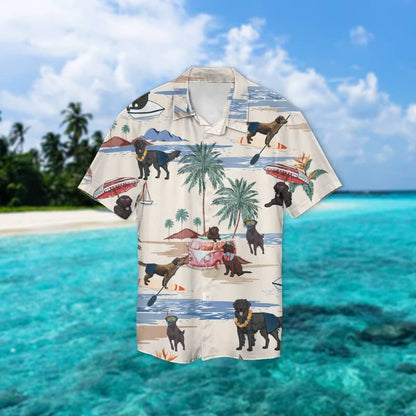 Flat-Coated Retriever Summer Beach Hawaiian Shirt