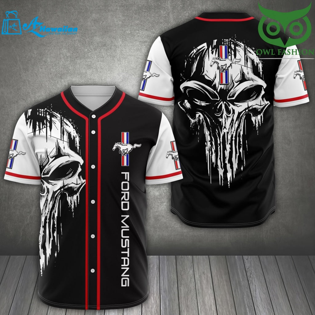 FORD MUSTANG Scary Skull Baseball Jersey