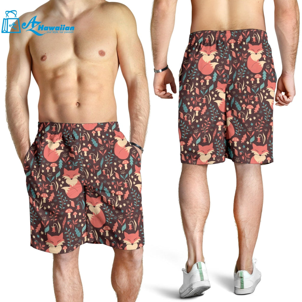 Fox Leaves Mushroom Pattern Men Shorts